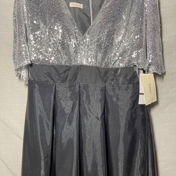 TS Couture Ladies Silver Gray Prom, Ball, Formal Maxi Gown. Bling, Glittery NWT - Picture 4 of 16